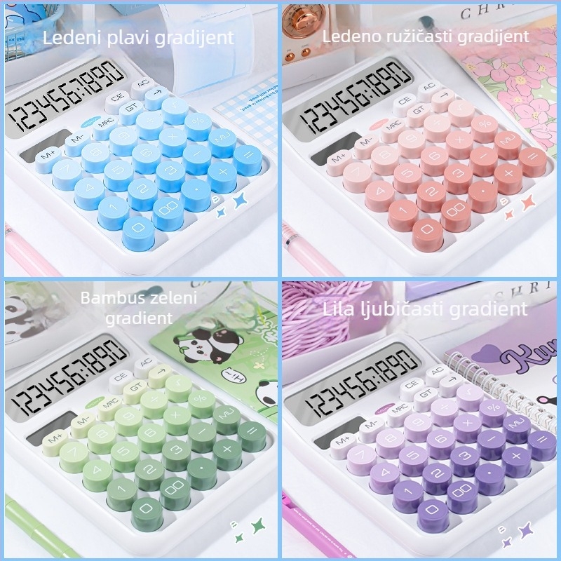 Magic Music solarni kalkulator, 12-znamenkasti zaslon, prijenosni, dvostruki izvor napajanja, plastično kućište