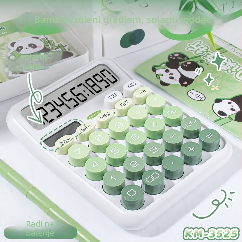 Magic Music solarni kalkulator, 12-znamenkasti zaslon, prijenosni, dvostruki izvor napajanja, plastično kućište