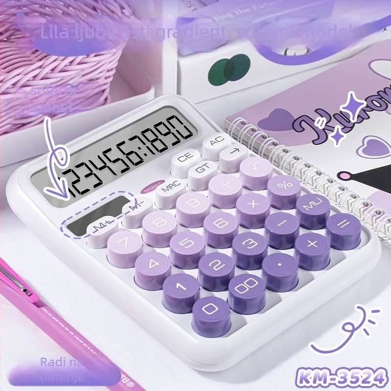 Magic Music solarni kalkulator, 12-znamenkasti zaslon, prijenosni, dvostruki izvor napajanja, plastično kućište