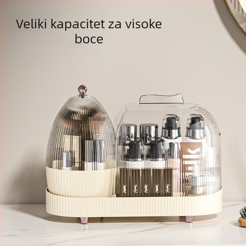Kutija za pohranu kozmetike, model 906, PET plast (100% novi materijal), kapacitet 2L, s poklopcem i mrežom