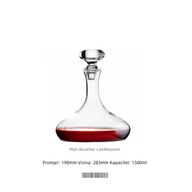 Dekanter od bezolovnatog kristalnog stakla s poklopcem, kapacitet 1000 ml ili više, stil: novi kineski stil