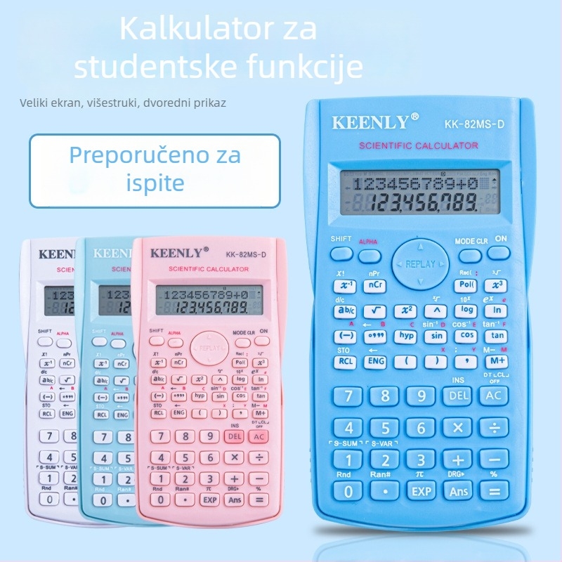 KEENLY 82MS-D funkcijski kalkulator, ABS kućište, 12-znamenkasti prikaz, napajanje standardnom suhom baterijom
