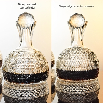 Stakleni dekantor za vino, kapacitet iznad 1000 ml, stil laganog luksuza, retro, pakirano u poklon kutiju