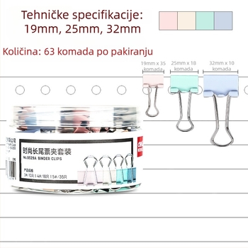 Deli metalni šuplji klip za mape