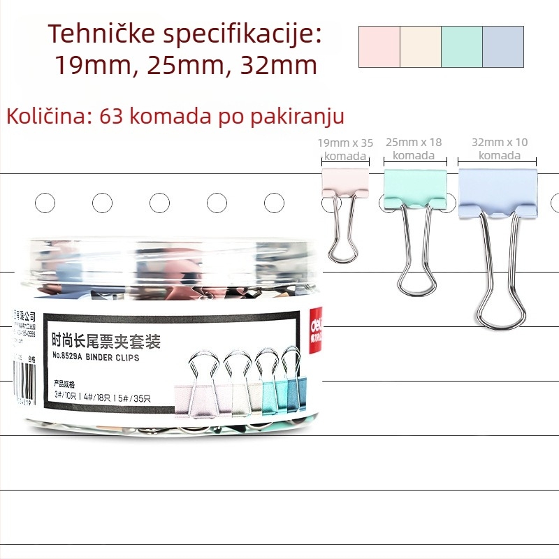 Deli metalni šuplji klip za mape