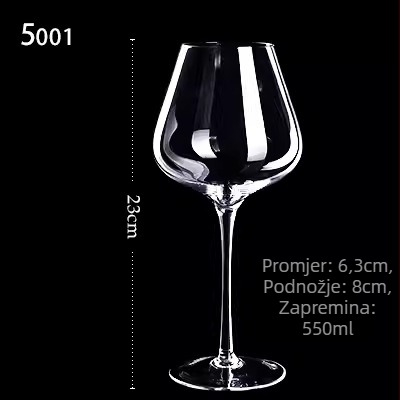 LANGNA kristalna čaša za crveno vino, nordijski stil, set od 1 kom, ispis loga dostupan, mogućnost prilagodbe