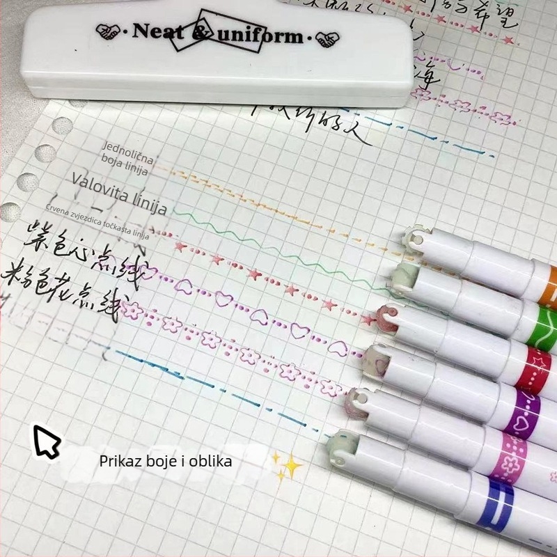 Carledy dvostrano završna izbrisiva fluorescencijska marker olovka s okruglom glavom