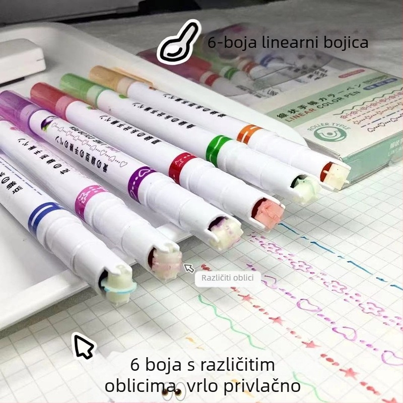Carledy dvostrano završna izbrisiva fluorescencijska marker olovka s okruglom glavom