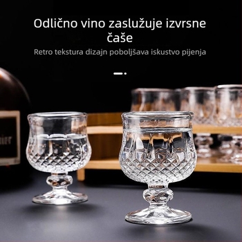 Čaša za vino od stakla s ugraviranim cvjetnim uzorkom, visokim stalkom, kapacitet 50 ml