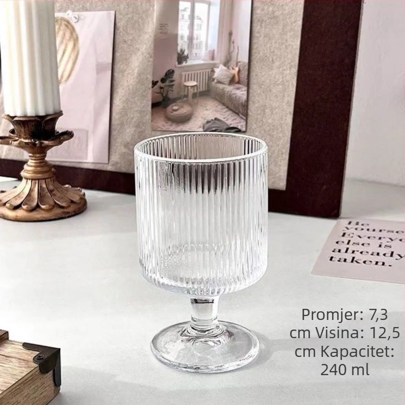 Čaša za vino, staklena, kapacitet 101–200 ml, uzorak koji mijenja boju, elegantan retro stil