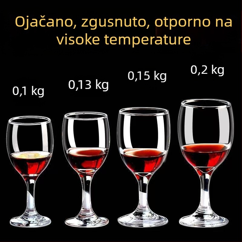Set europskog stila čaša za vino od soda-lime stakla, čaše s nogama, kapacitet 1000 ml i više, jednostavan stil, pogodno za hotel i kućnu upotrebu