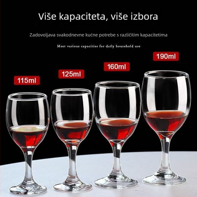 Set europskog stila čaša za vino od soda-lime stakla, čaše s nogama, kapacitet 1000 ml i više, jednostavan stil, pogodno za hotel i kućnu upotrebu