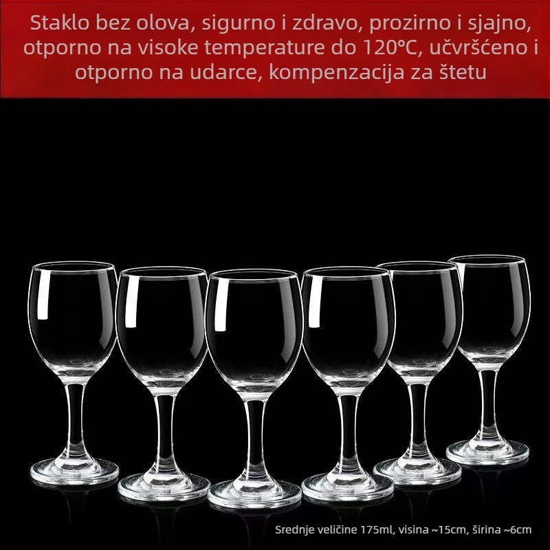 Set europskog stila čaša za vino od soda-lime stakla, čaše s nogama, kapacitet 1000 ml i više, jednostavan stil, pogodno za hotel i kućnu upotrebu