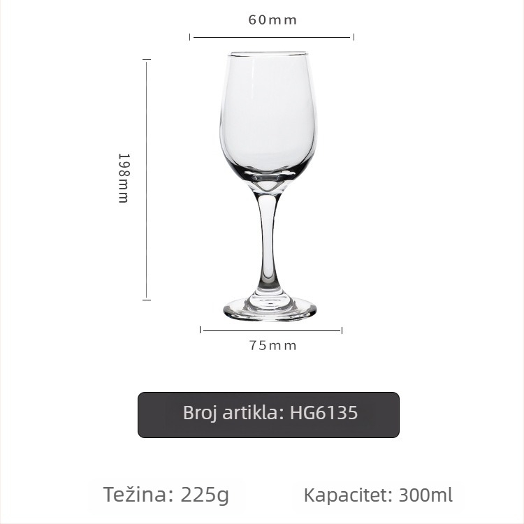 Set čaša za crveno vino od stakla, zapremina 301–400 ml, mogućnost otiska logotipa, pakiranje u papirnatoj kutiji, moderan minimalistički stil, brend Red cherry