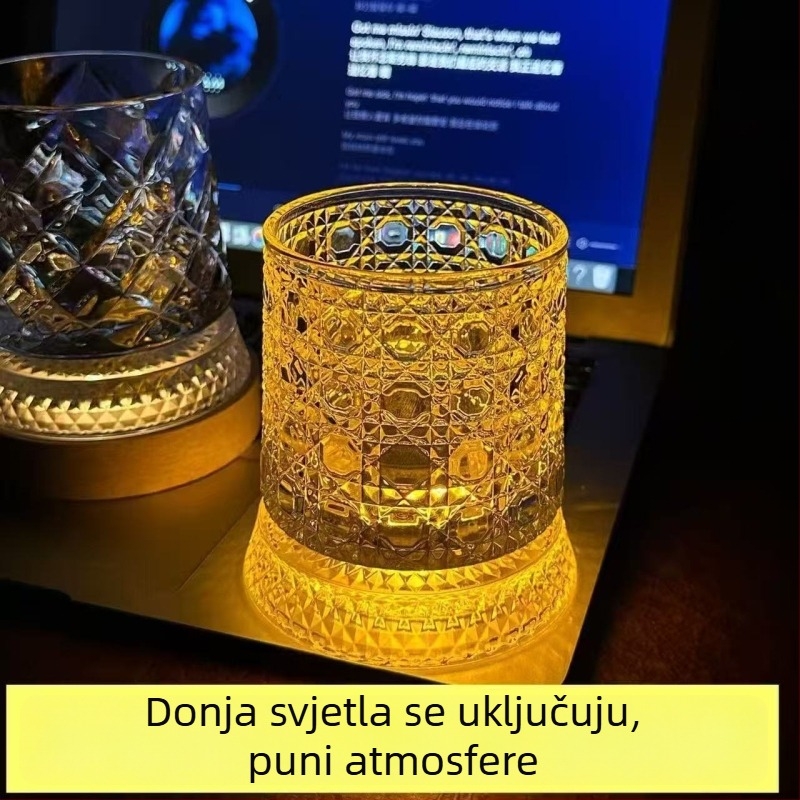 Rotirajuća čaša za viski s laganim luksuznim retro stilom, staklo, 201–300 ml, 300 g