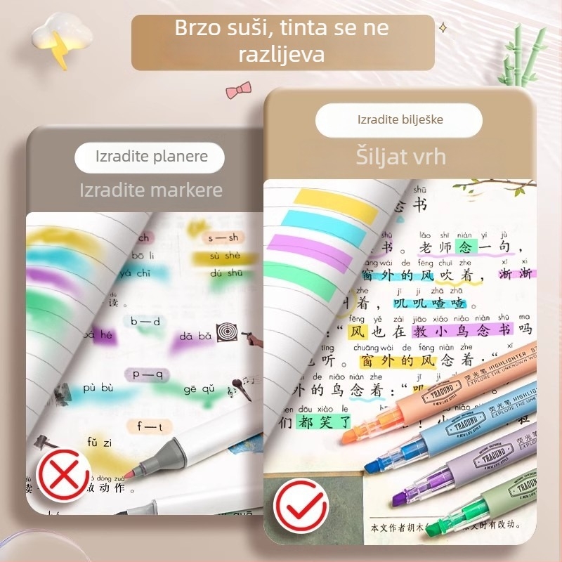 Deli S624 fluorescentski marker za označavanje – plastično kućište, nagnuta glava, u kutiji
