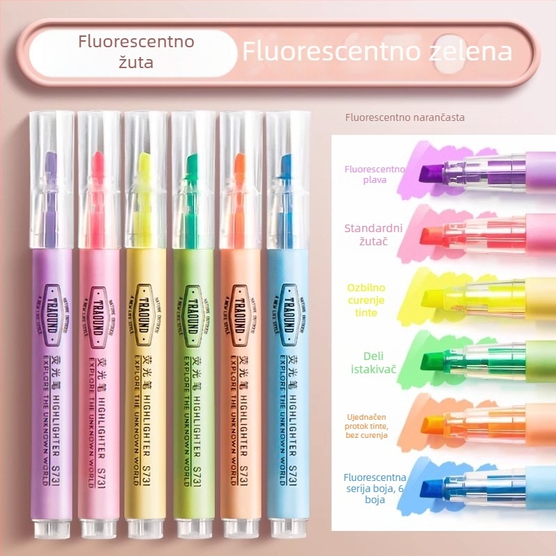 Deli S624 fluorescentski marker za označavanje – plastično kućište, nagnuta glava, u kutiji