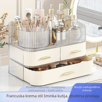 Kozmetička kutija za pohranu s prozirnom pločom, okretni organizator za olovke, podijeljeni višeslojni pretinci, PET+ABS plast, 5 L kapaciteta, otporna na prašinu, mogućnost slaganja, mogućnost tiska logotipa