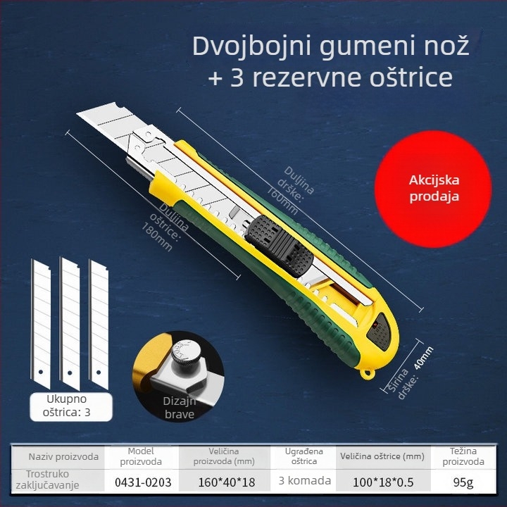 Shengda Art Knife — SK5 oštrica, za rezanje papira i tapeta, marka Shengda, model Shengda Art Knife