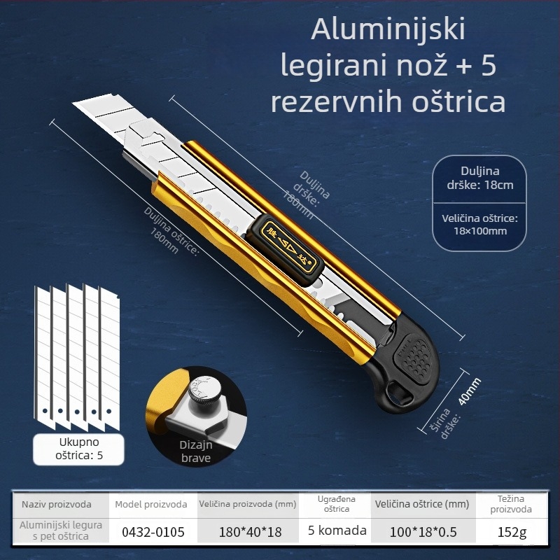 Shengda Art Knife — SK5 oštrica, za rezanje papira i tapeta, marka Shengda, model Shengda Art Knife