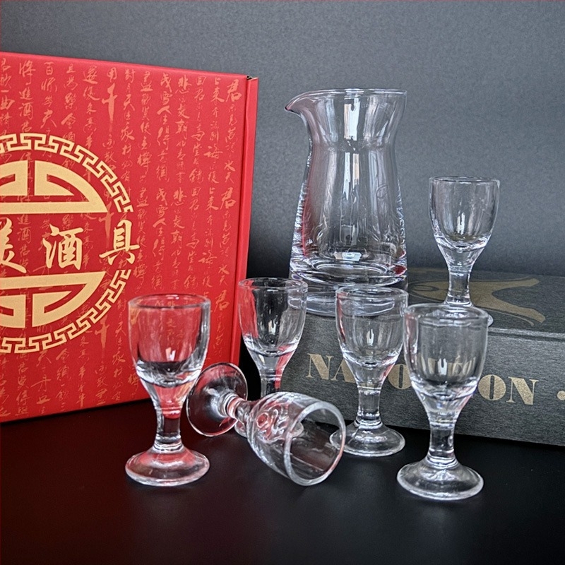 Stakleni set za alkohol s dekanterom i čašicama za degustaciju, tiskano logotipom, za kućnu uporabu