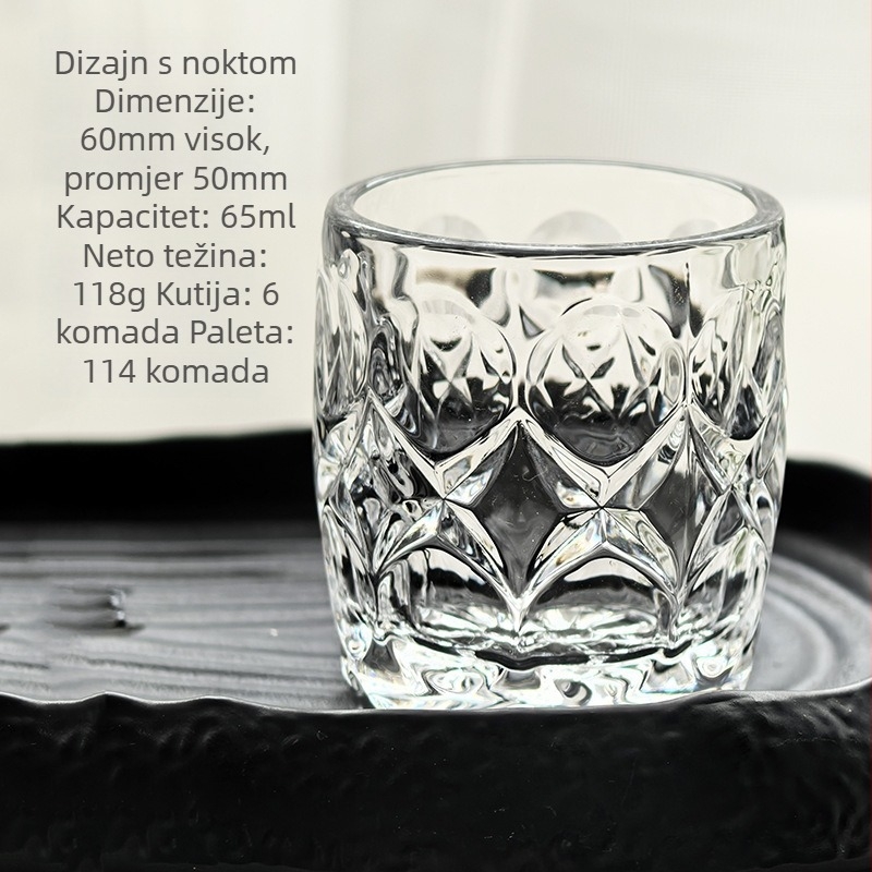 Čaša za whiskey za kućnu upotrebu, vintage stil, prozirno staklo, bez olova, kapacitet 1–100 ml