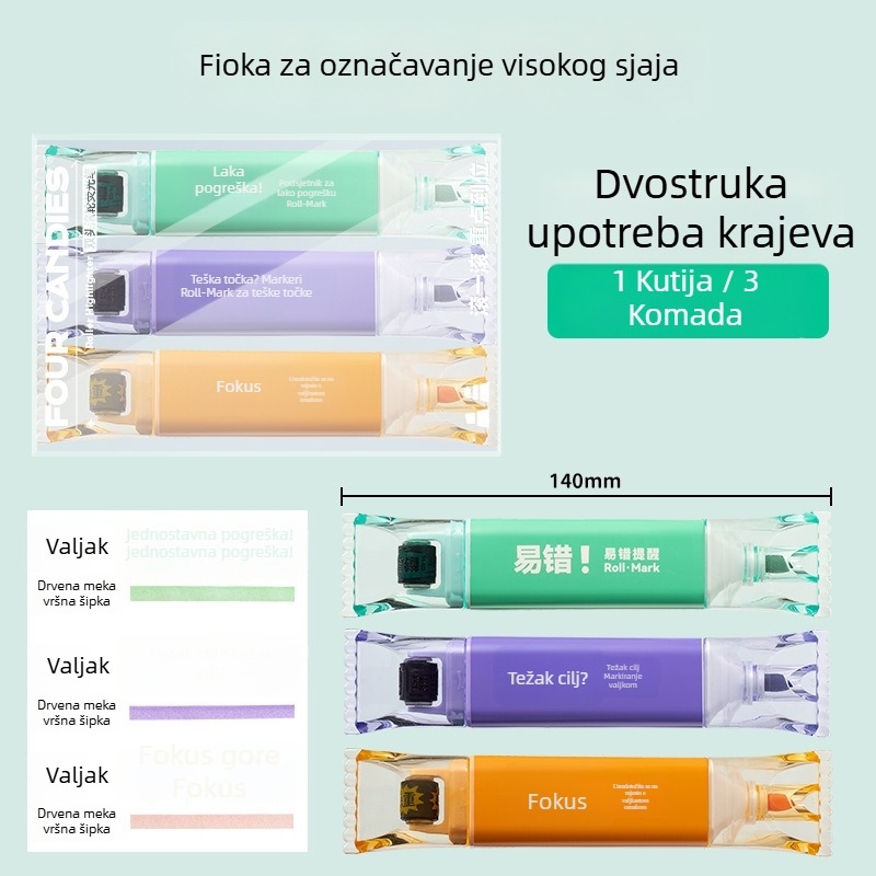 Dvostrani marker za osnovnoškolce, plastično kućište, 3 komada u kutiji, model Fcd7102a-gl-3, ravna vrh