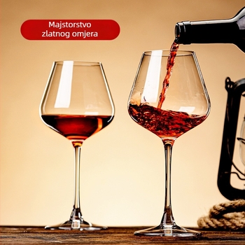 Vinska čaša - kristalno staklo, moderan proziran stil, pakiranje u papirnatu kutiju, mogućnost tiska logotipa
