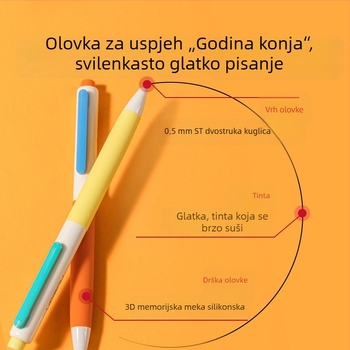 Deli Godina konja – ograničeno izdanje gel olovke brzog sušenja sa ST vrhom, crna, s mehanizmom za izvlačenje, za učenike