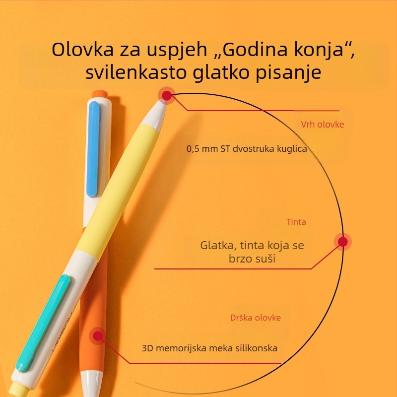 Deli Godina konja – ograničeno izdanje gel olovke brzog sušenja sa ST vrhom, crna, s mehanizmom za izvlačenje, za učenike