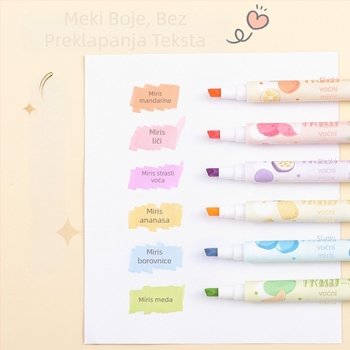 Fluorescentski marker s dvije glave, miris voća, netoksičan, plastično kućište, prilagođeni logotip