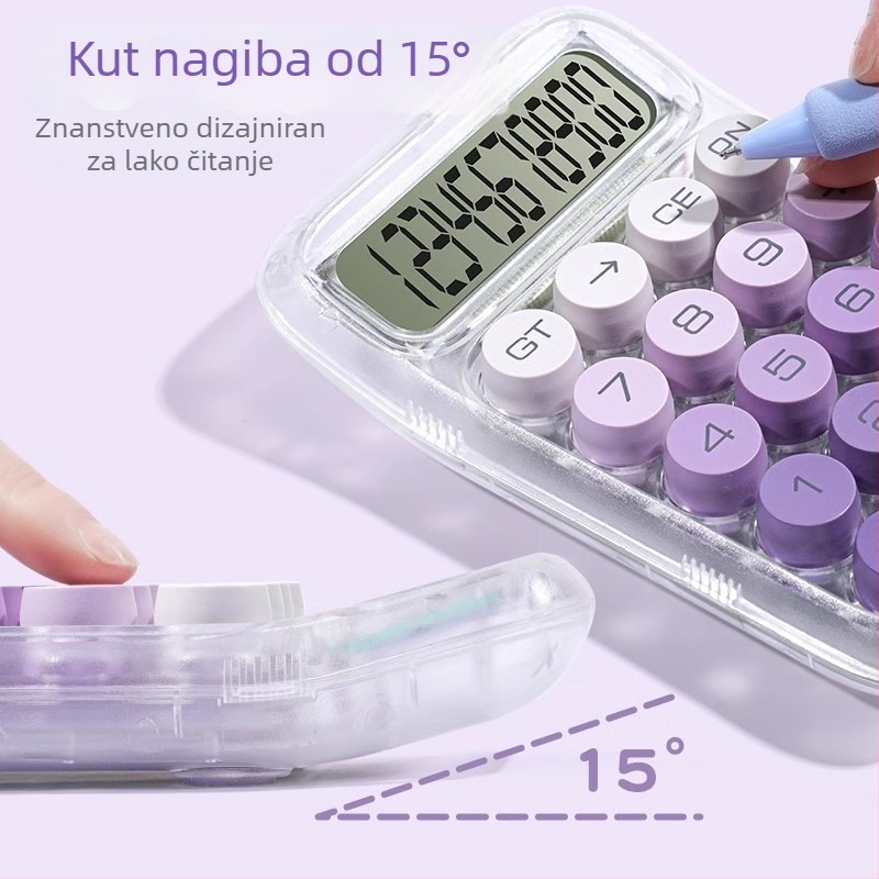 Transparentni mini kalkulator za ured, sladak dizajn, pogodan za studentske financijske izračune