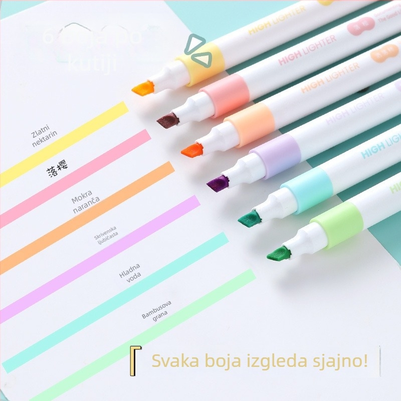 Marker za tekst s nagnutim vrhom, plastično kućište, u kutiji od 6 komada, jednostrani, neizbrisiv