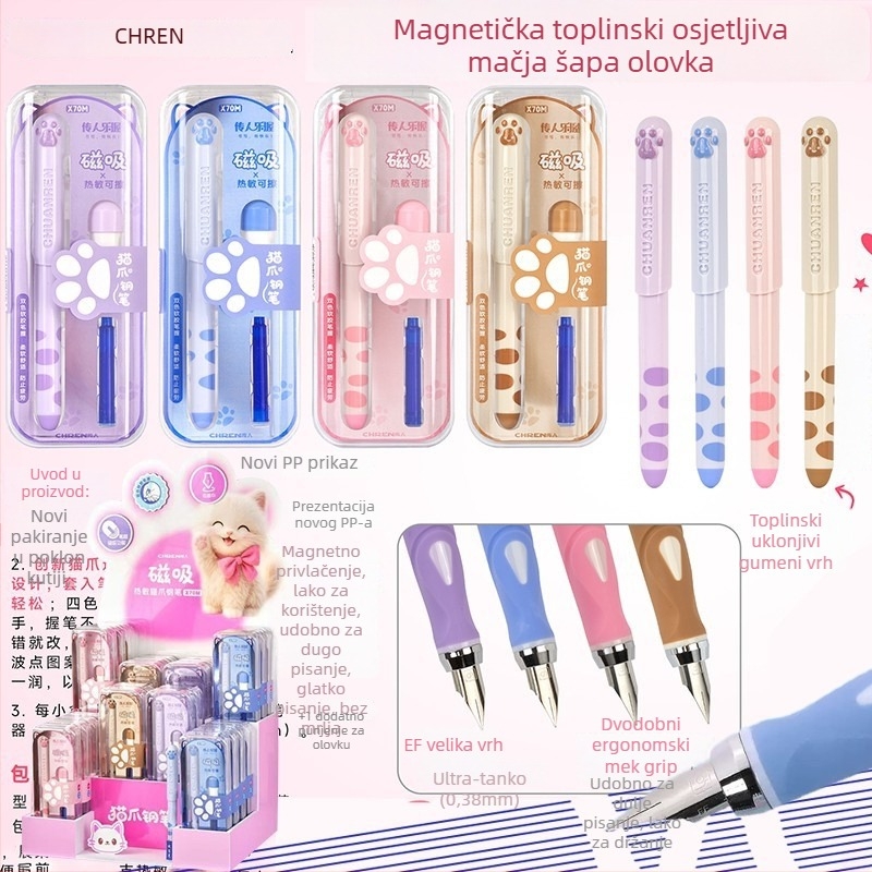 Fontana olovka s magnetskim poklopcem za kaligrafsku praksu, model X70m, zamjenjivi kartridž s tintom, pogodna za učenike osnovne škole