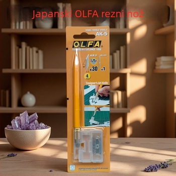 Nož za rezbarenje za studente | Olfa, plastično kućište, oštrica 0,38×4×20 mm, ukupna duljina 159 mm