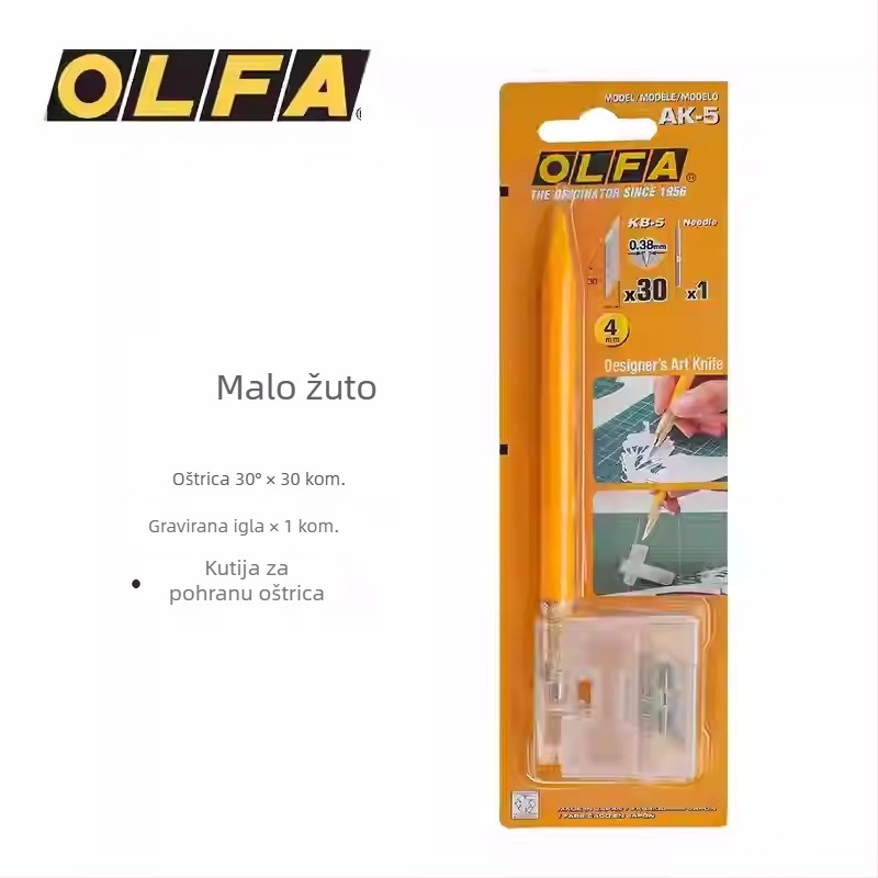 Nož za rezbarenje za studente | Olfa, plastično kućište, oštrica 0,38×4×20 mm, ukupna duljina 159 mm