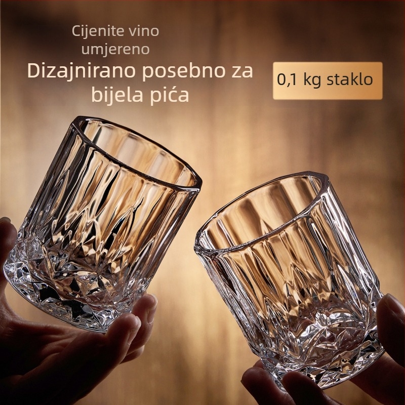 Šest čaša od debelog kristalnog stakla za žestice, kapacitet 1–100 ml, moderan minimalistički stil, moguć ispis logotipa