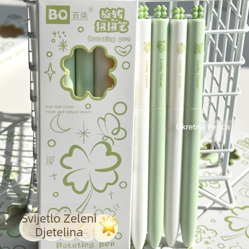 Četverolistno djetelinsko pero s rotirajućim mehanizamom, paket od 4 kom
