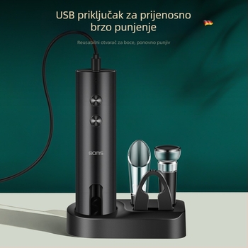Bomans Električni otvarač za bocu - punjivi, potpuno automatski, trodijelni set, plastično kućište