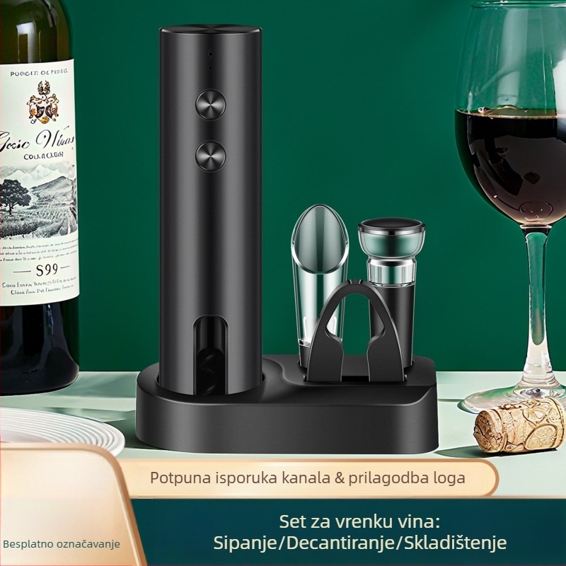 Bomans Električni otvarač za bocu - punjivi, potpuno automatski, trodijelni set, plastično kućište