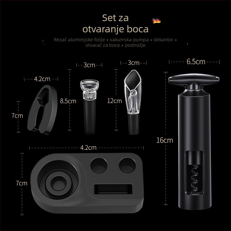 Bomans Električni otvarač za bocu - punjivi, potpuno automatski, trodijelni set, plastično kućište