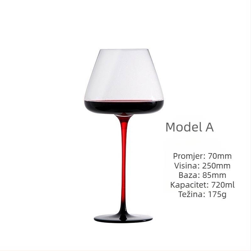 Set čaša za vino, bezolovno kristalno staklo, kapacitet 701–800 ml, lagani luksuzni retro stil
