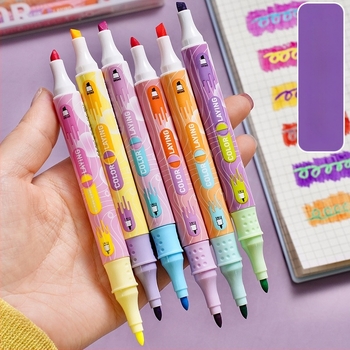 Dvostrani šareni marker za podcrtavanje, plastično kućište, u kutiji, 6 komada u kutiji