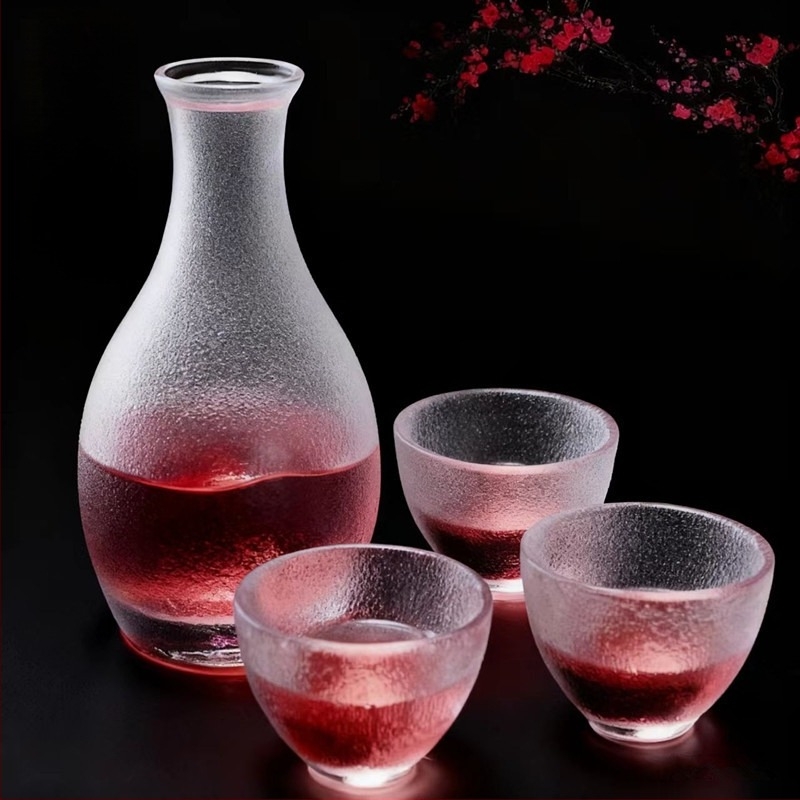 Japanski stil set za sake za kućnu upotrebu, debeli posuda za sake, čaše za šljive vino, staklene čaše za alkoholna pića