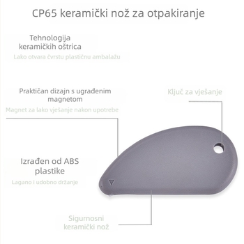 Keramički sigurnosni rezač kutija (Materijal: keramika + plastik; Oštrica: 6×3; Težina: 10 g)