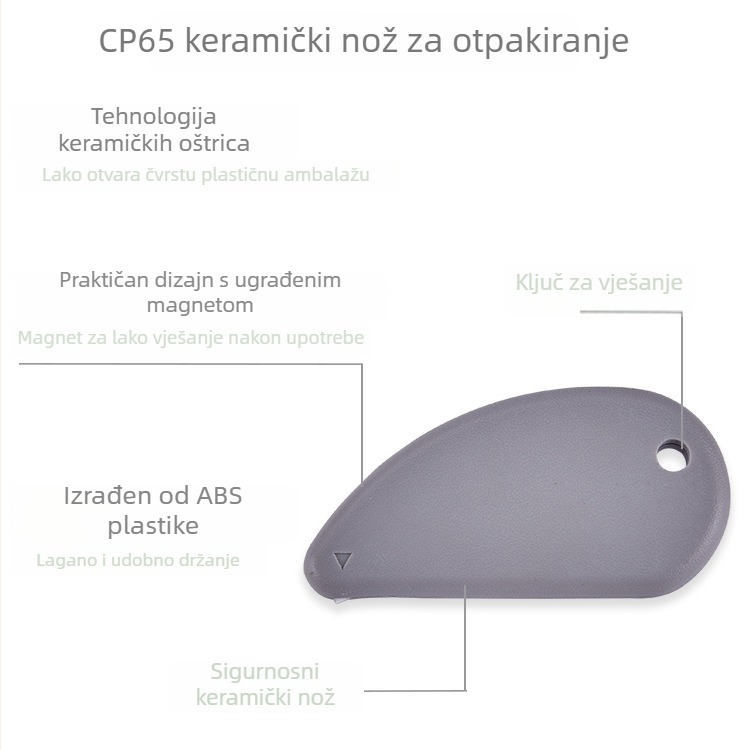 Keramički sigurnosni rezač kutija (Materijal: keramika + plastik; Oštrica: 6×3; Težina: 10 g)