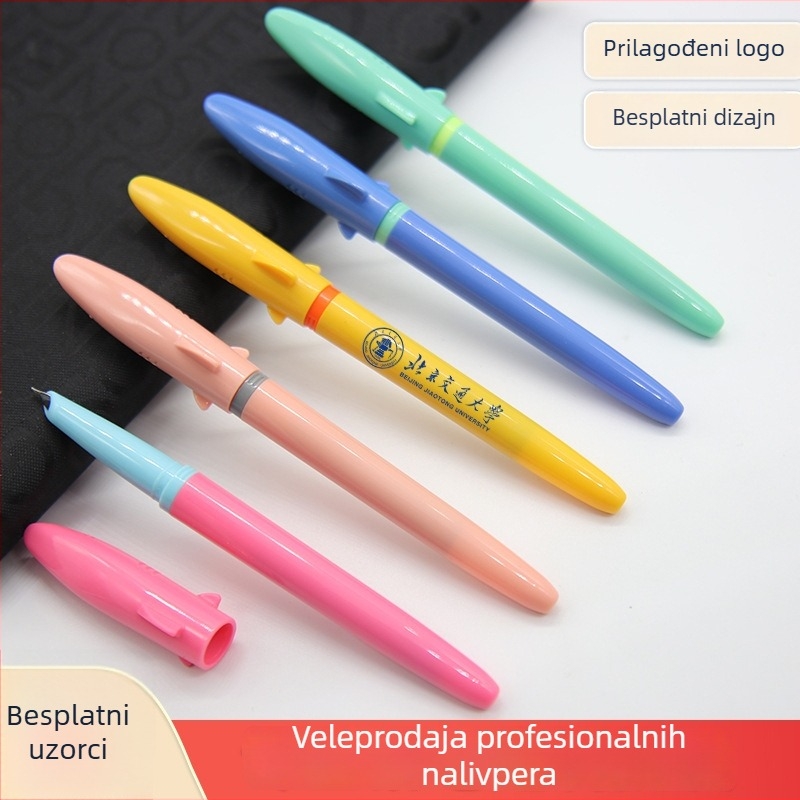 Plastično pero u obliku ajkule, s sustavom apsorpcije tinte, vrh od nehrđajućeg čelika, mogućnost prilagođenog logotipa, kutija od 20 kom