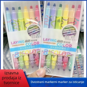 Marker za isticanje s dvostrukom vrhom, pakiran u kutiji od 6 komada, pogodan za Bullet Journal