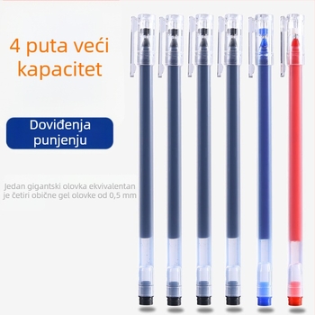 Gel pen s velikim kapacitetom tinte, glatko pisanje, izdržljiv vrh od nehrđajućeg čelika, plastično kućište, crna tinta, idealno za ured, potpisivanje i ispite