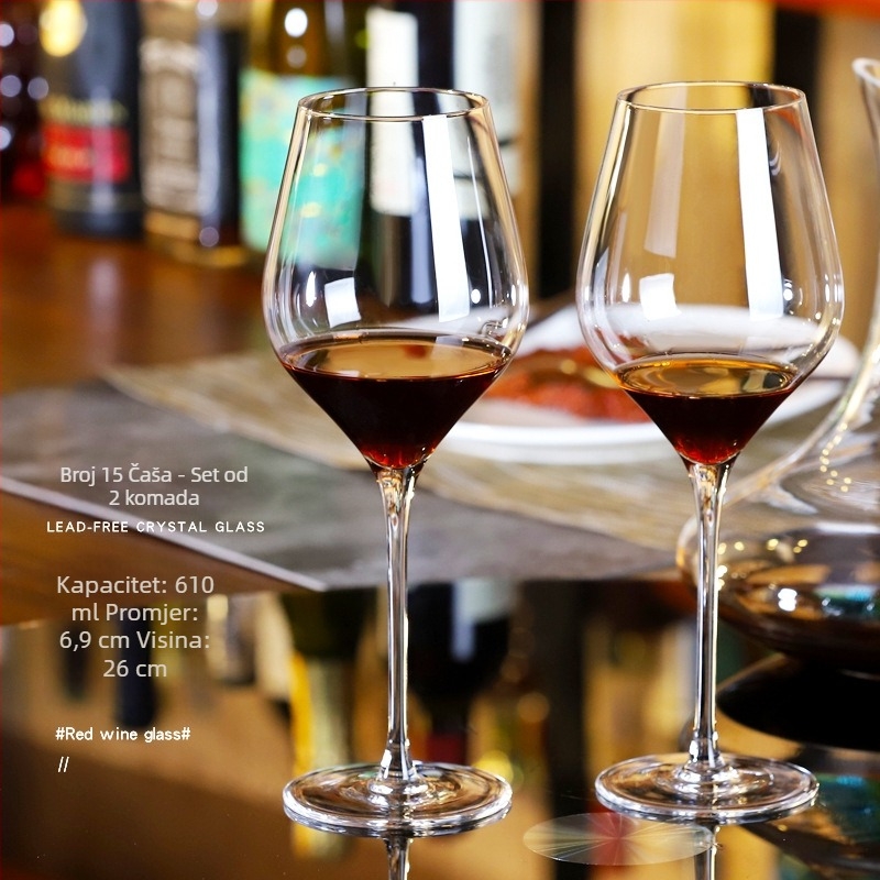 Bon Beibei kristalne čaše za vino, set kapacitet 601–700 ml, dvije čaše, proziran jednostavan stil